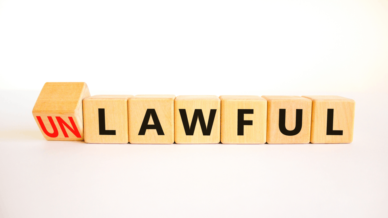 Wooden blocks spelling the word unlawful termination concept